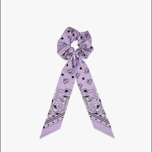 MCM Bandana Monogram Print Scrunchy With Scarf - Purple Rose